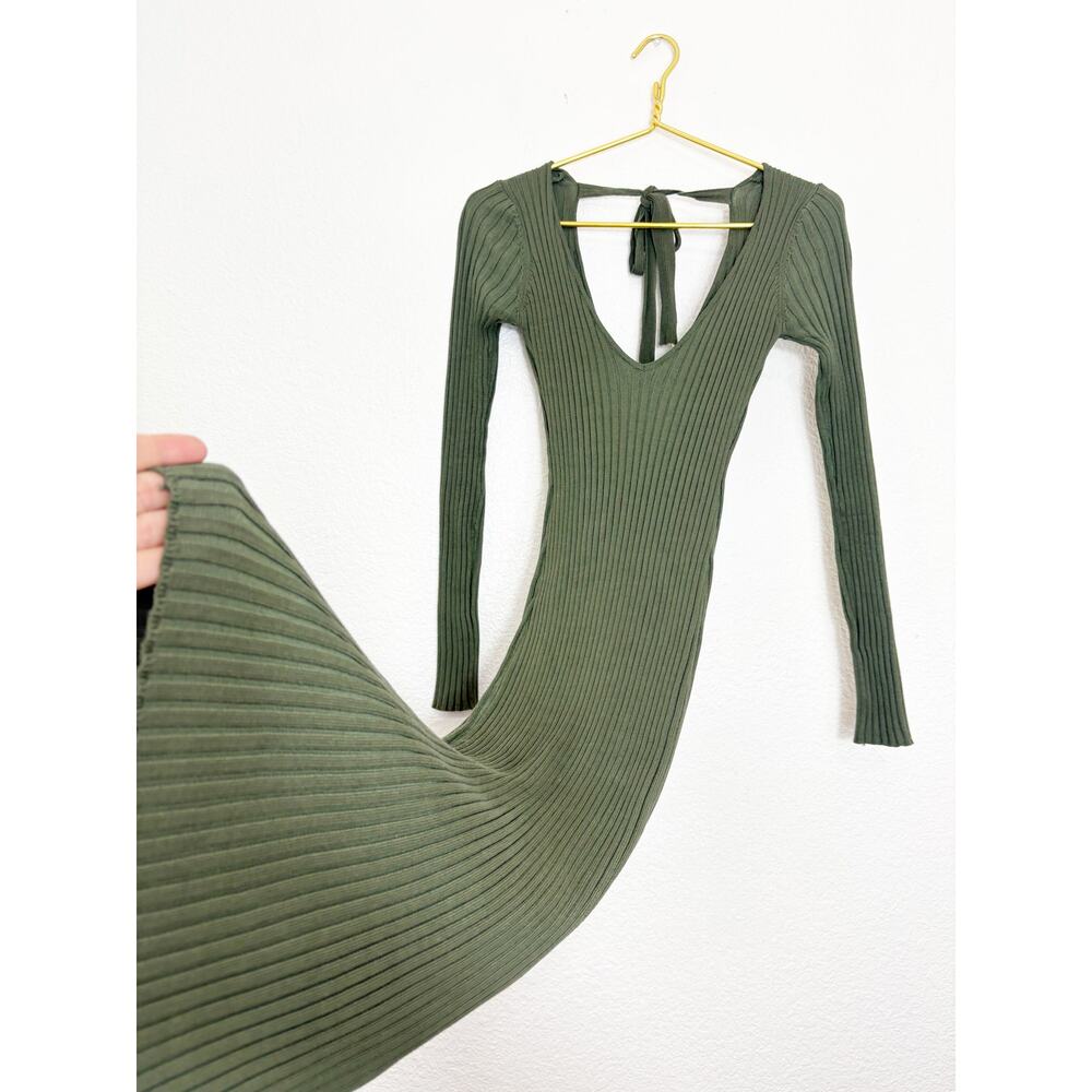 Revolve NBD Bekah Green Ribbed Midi Dress Size Small Bodycon Stretch Knit - Picture 9 of 12